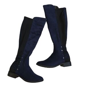 Expression Stylish Two Tone Navy-black Over the Knee Boots